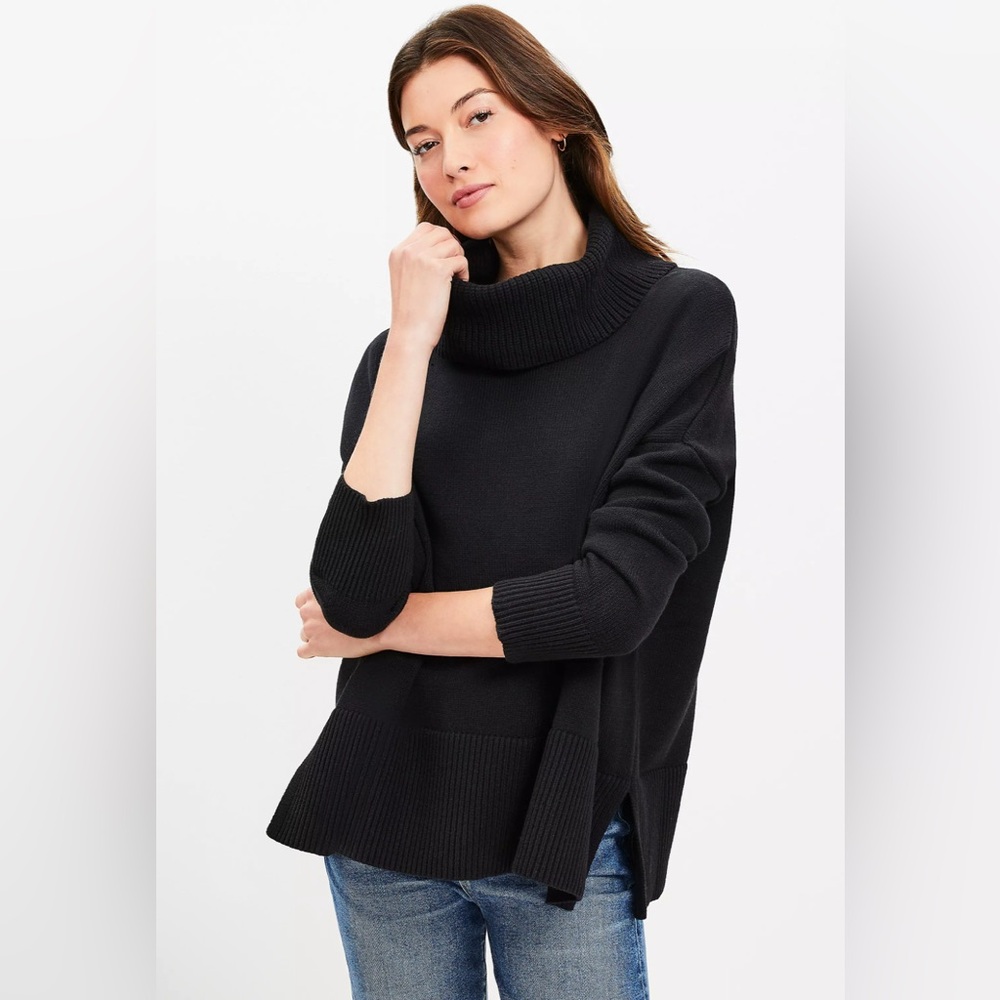LOFT Oversized Classic Black Turtleneck Sweater